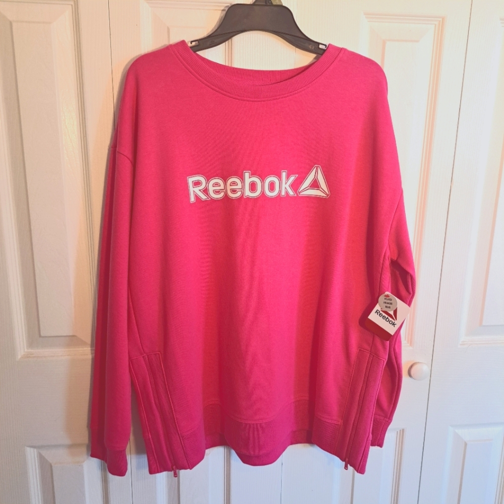 Pink Reebok Crewneck with Side Zippers Size XL